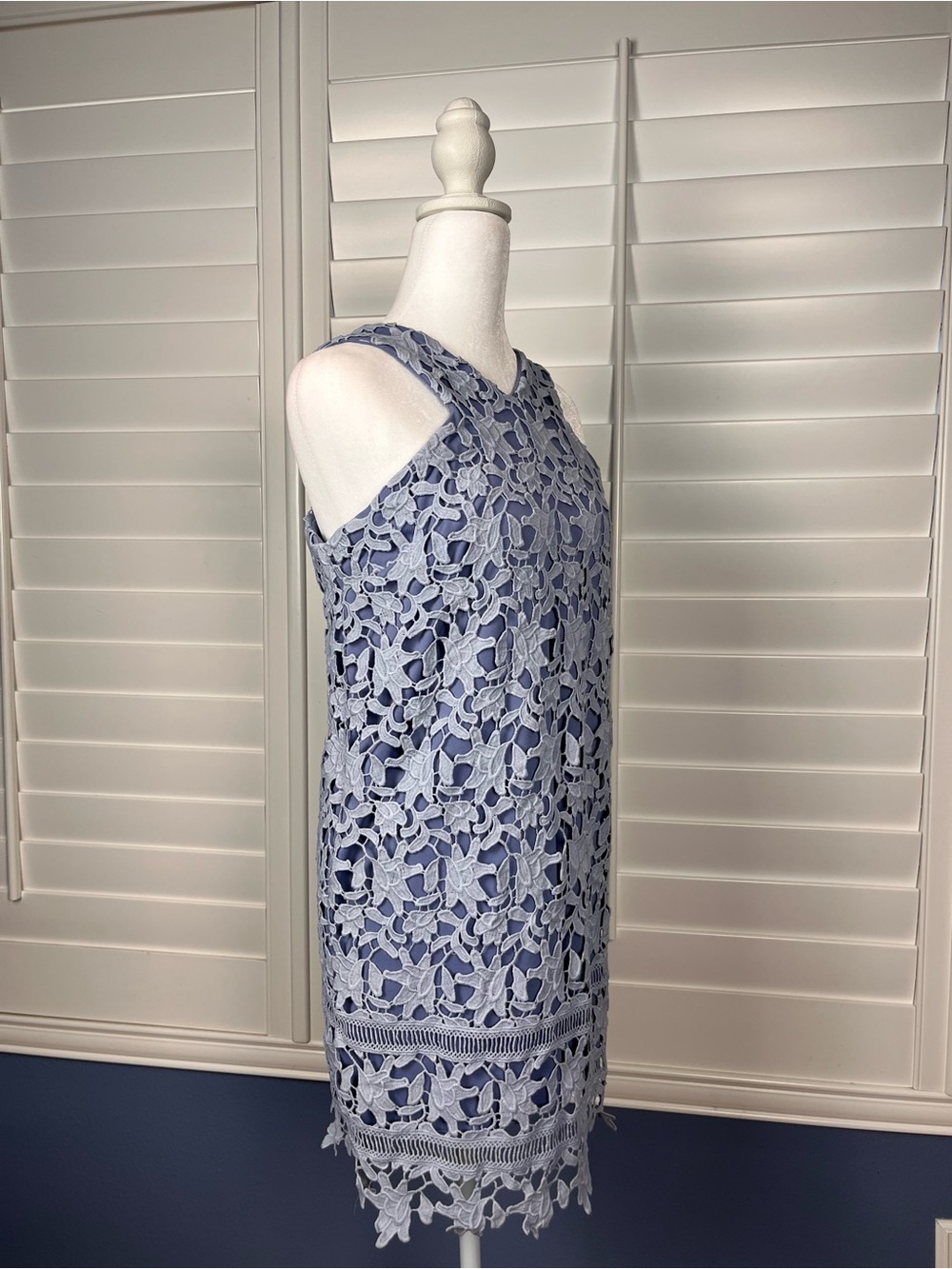 GB Sky Blue Lace Midi Summer Dress Garden Party Size Small - Picture 2 of 6